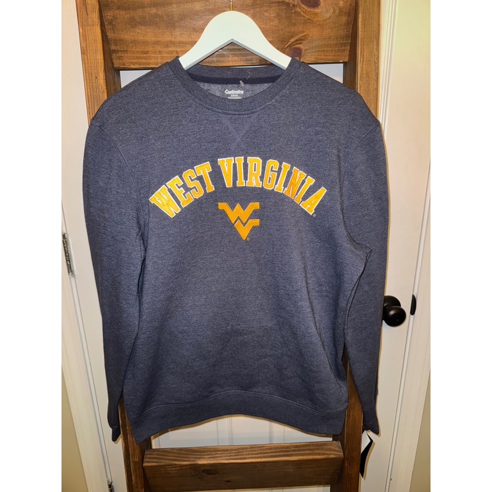Captivating West Virginia Mountaineers WVU Crewneck Sweatshirt Men's S Navy Blue